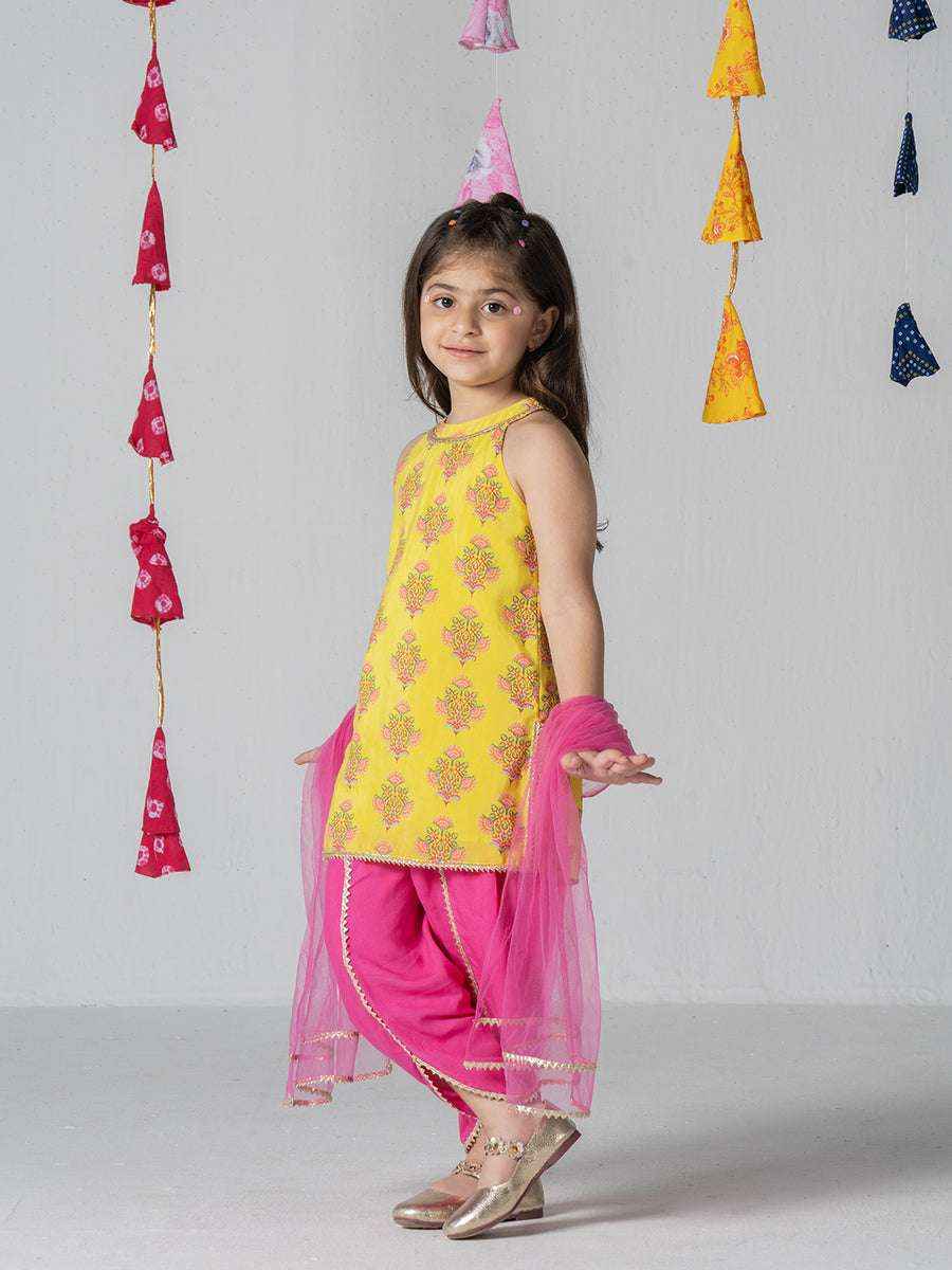 Gulaabo Charm Yellow & Pink Patiala Kurta Set-1