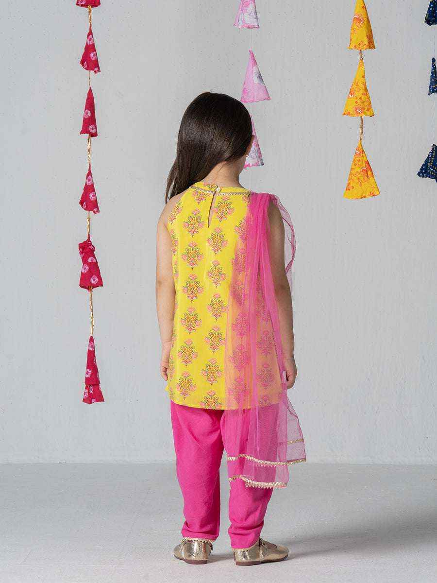 Gulaabo Charm Yellow & Pink Patiala Kurta Set-2