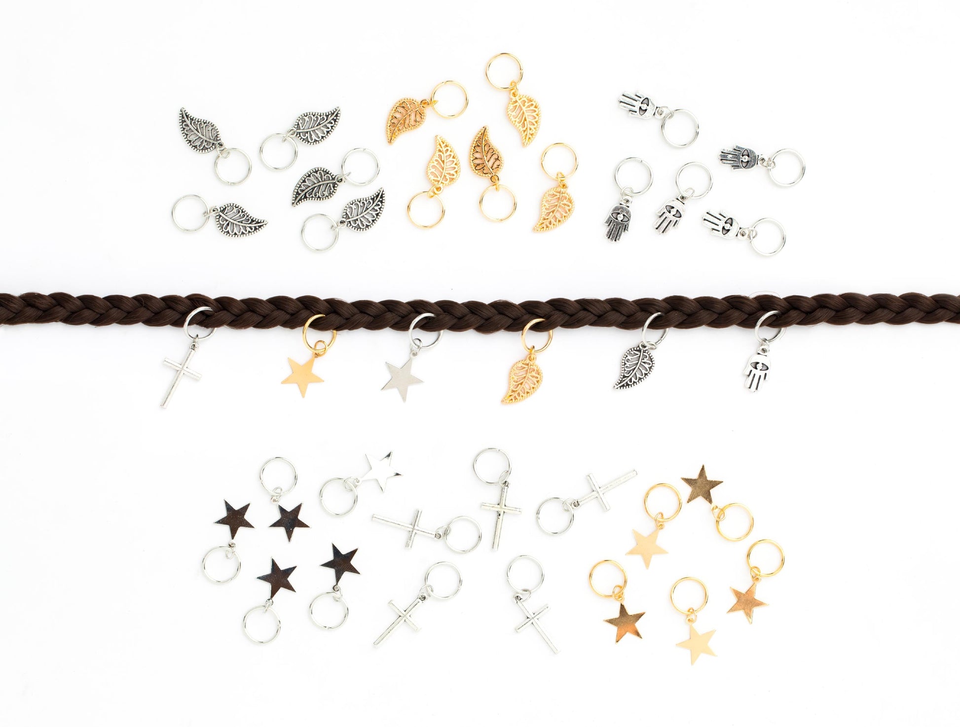 Hajékszer hair ring with pendant LEAF AFROline (5pcs)-2